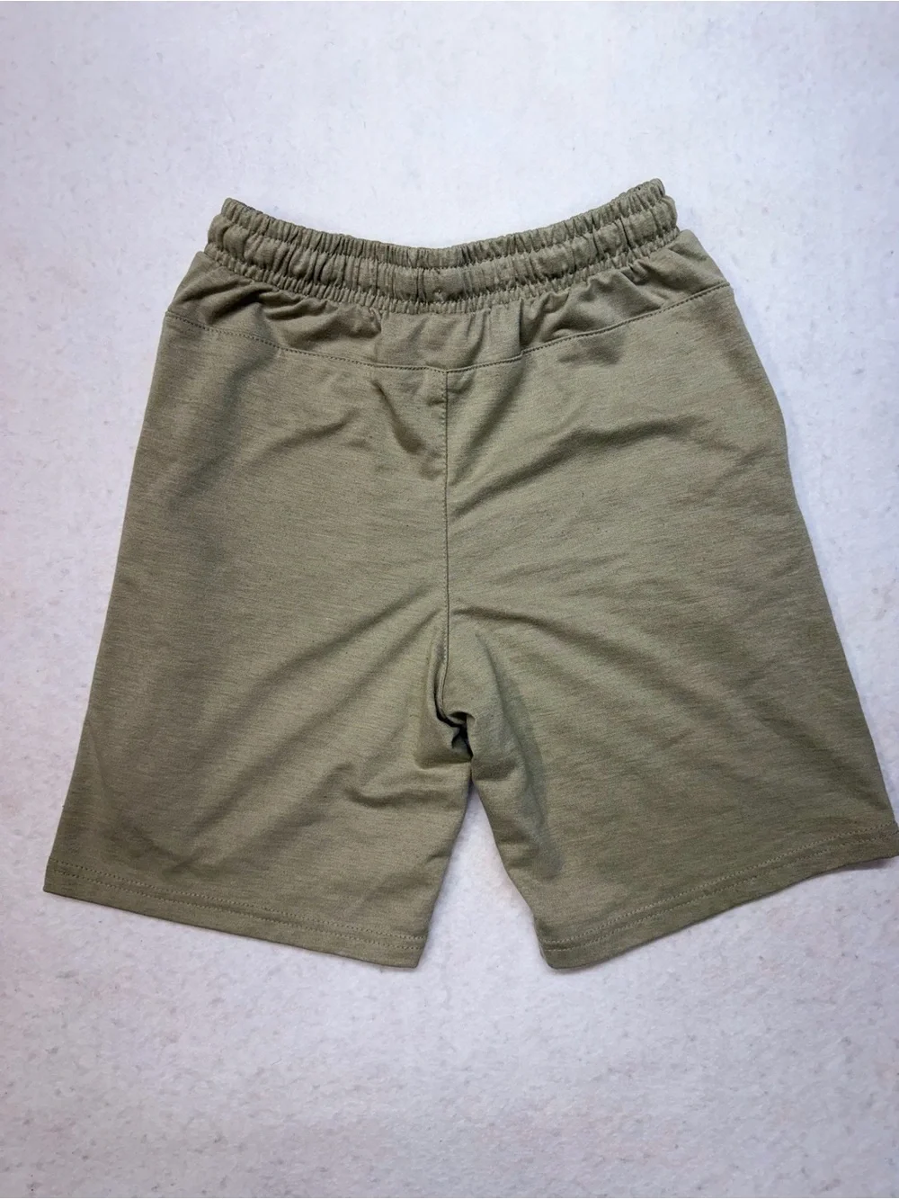 Kids' Olive Drawstring Casual Shorts with Zip Pocket - Size M 10/12